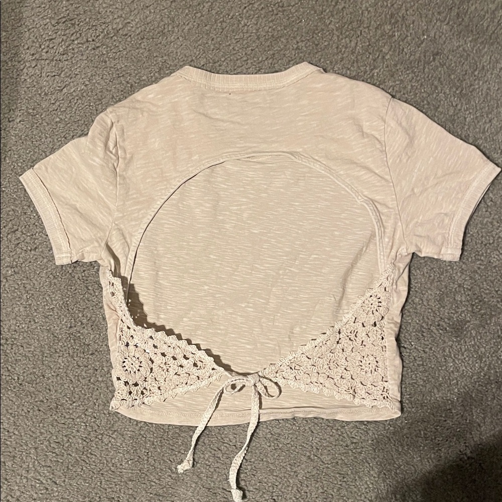 Aerie Light Beige Embroidered Women's Crop Top